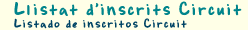 Llistat d'inscrits en el Circuit