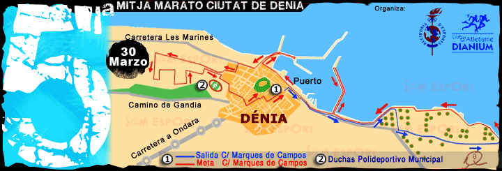 Recorrido de la 5� Media Marat&oacute;n Ciutat de D&eacute;nia 