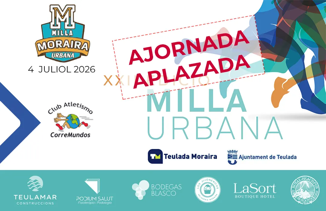 Milla_Moraira_26_banner_V2 Prueba aplazada- XXII Milla urbana Moraira - 4 Juliol 2026